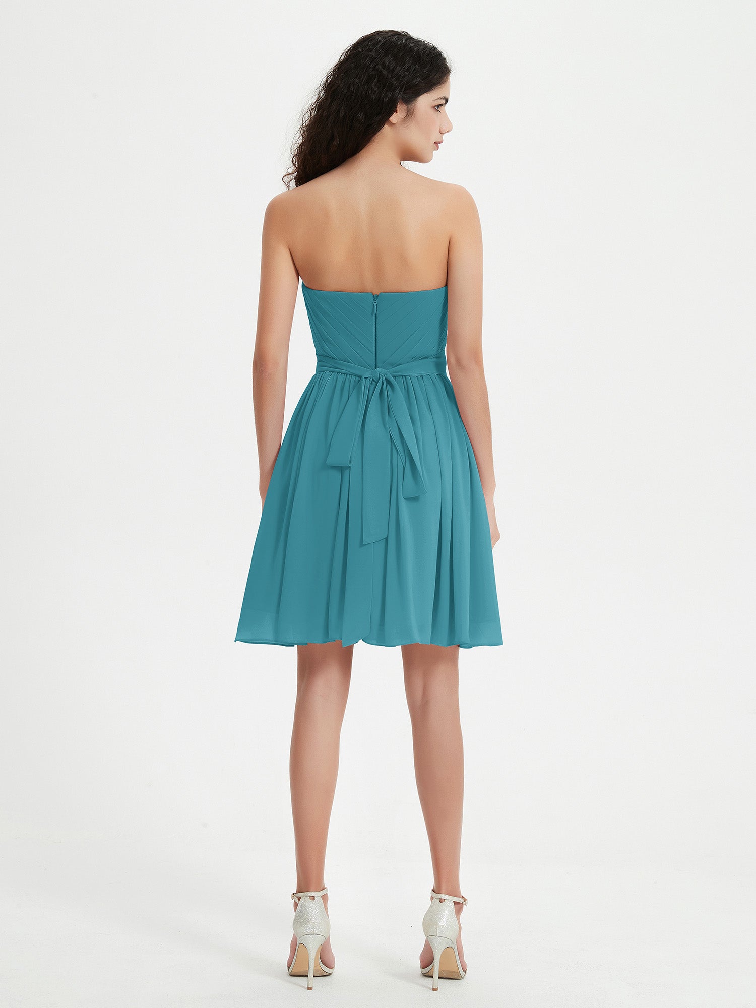 Strapless Chiffon Short Dresses with Bow Jade